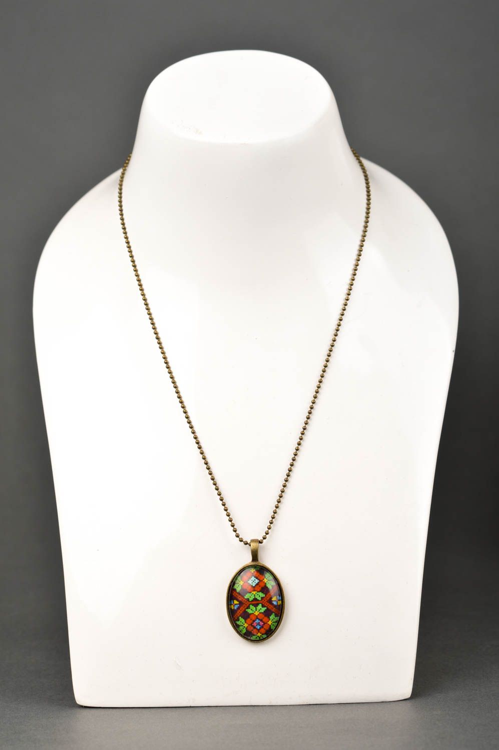 Handmade pendant in ethnic style unusual metal pendant designer jewelry photo 2