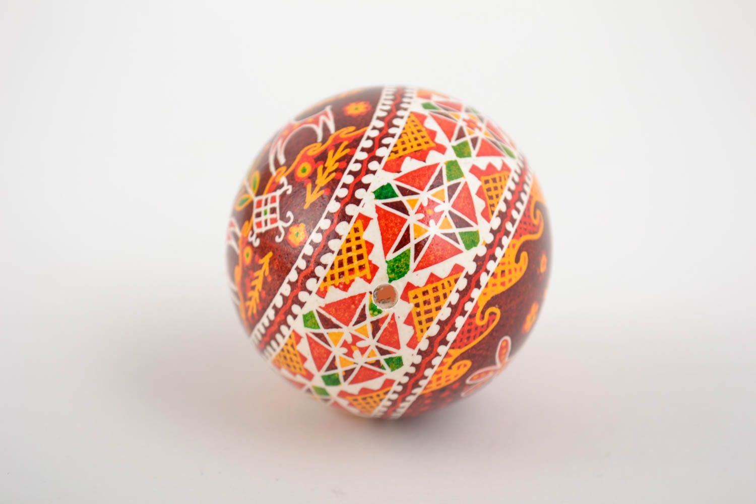 Handmade bright painted Easter egg with birds pattern home decor photo 5