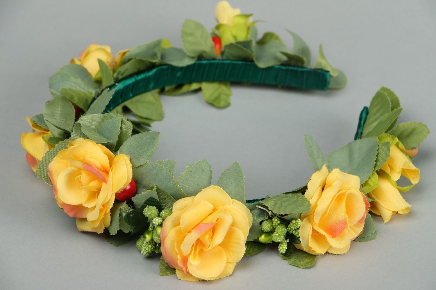 Serre-tête fleurs avec roses jaunes Diana photo 3