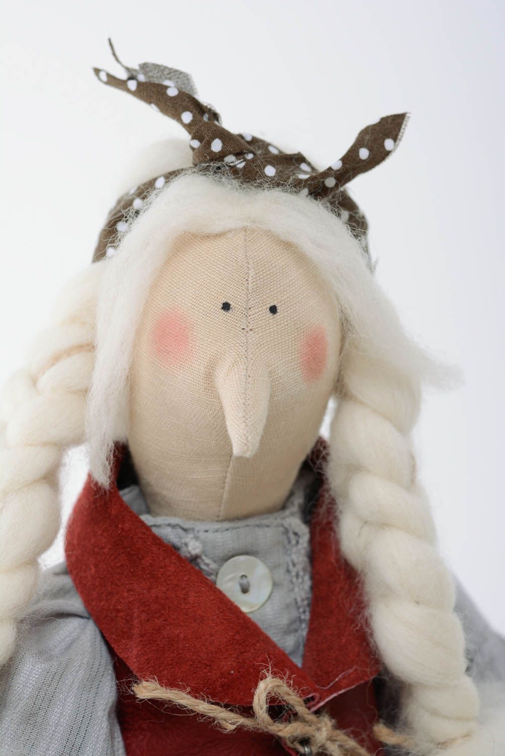 Авторская интерьерная кукла для декора дома из хлопка и шерсти ручной работы фото 2