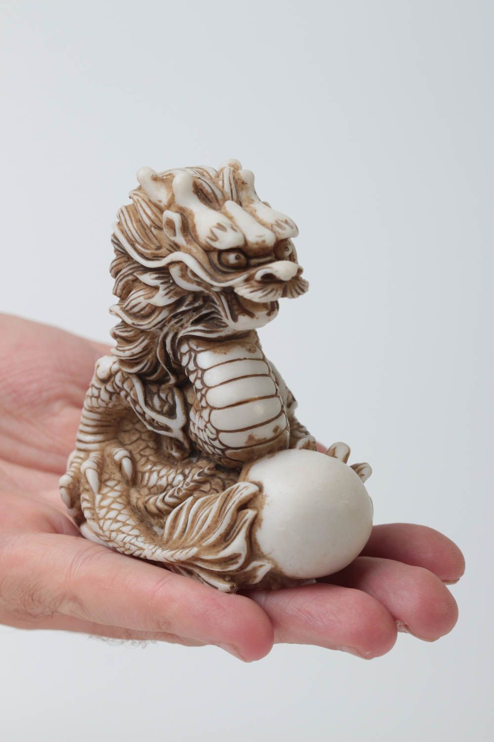 Handmade small figurine unusual statuette in Eastern style dragon statuette photo 5
