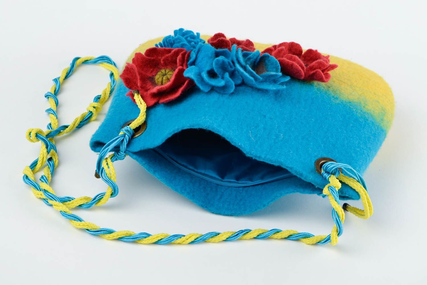 Bolso grande amarillo y azul hecho a mano accesorio de moda regalo para mujer foto 6