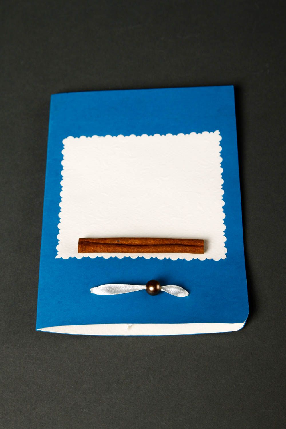 Carte de voeux bleue faite main Carte de souhaits avec cannelle Petit cadeau photo 4