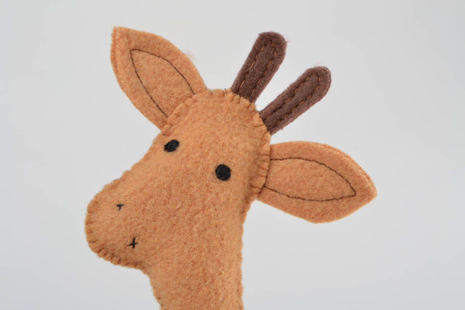 Unusual soft handmade brown felt soft toy for children and decor Giraffe photo 4