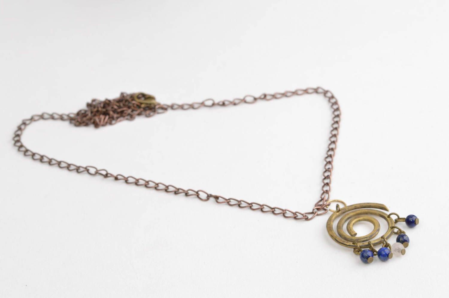 Pendentif cuivre lapis-lazuli Bijou fait main design Accessoire mode femme photo 3