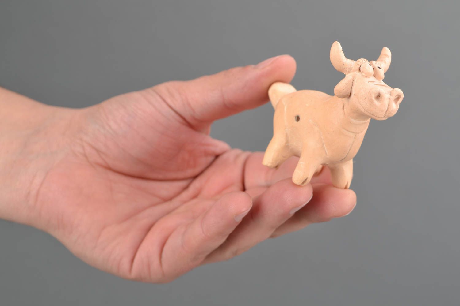 Sifflet en céramique fait main Vache petit original pratique amusant pour enfant photo 2