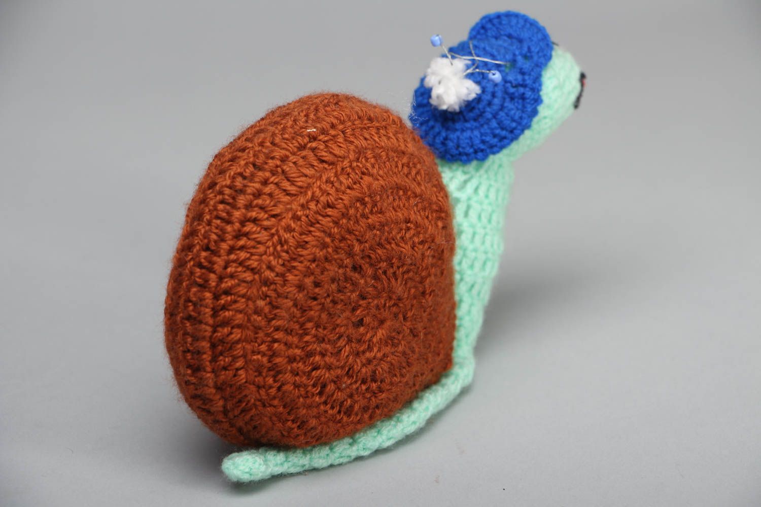 Peluche artisanale tricotée en laine Escargot photo 3