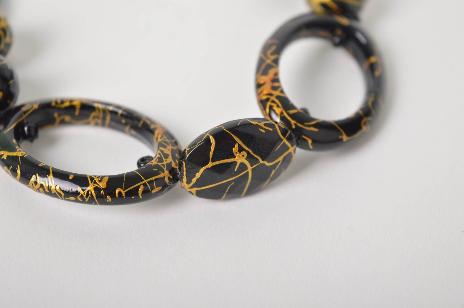 Handmade elegant black and gold color adjustable bracelet for women photo 4