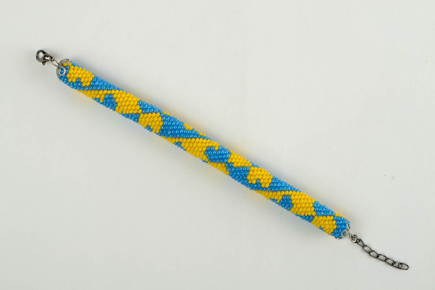 Handcrafted blue and yellow butterfly beads adjustable cord bracelet for women photo 2