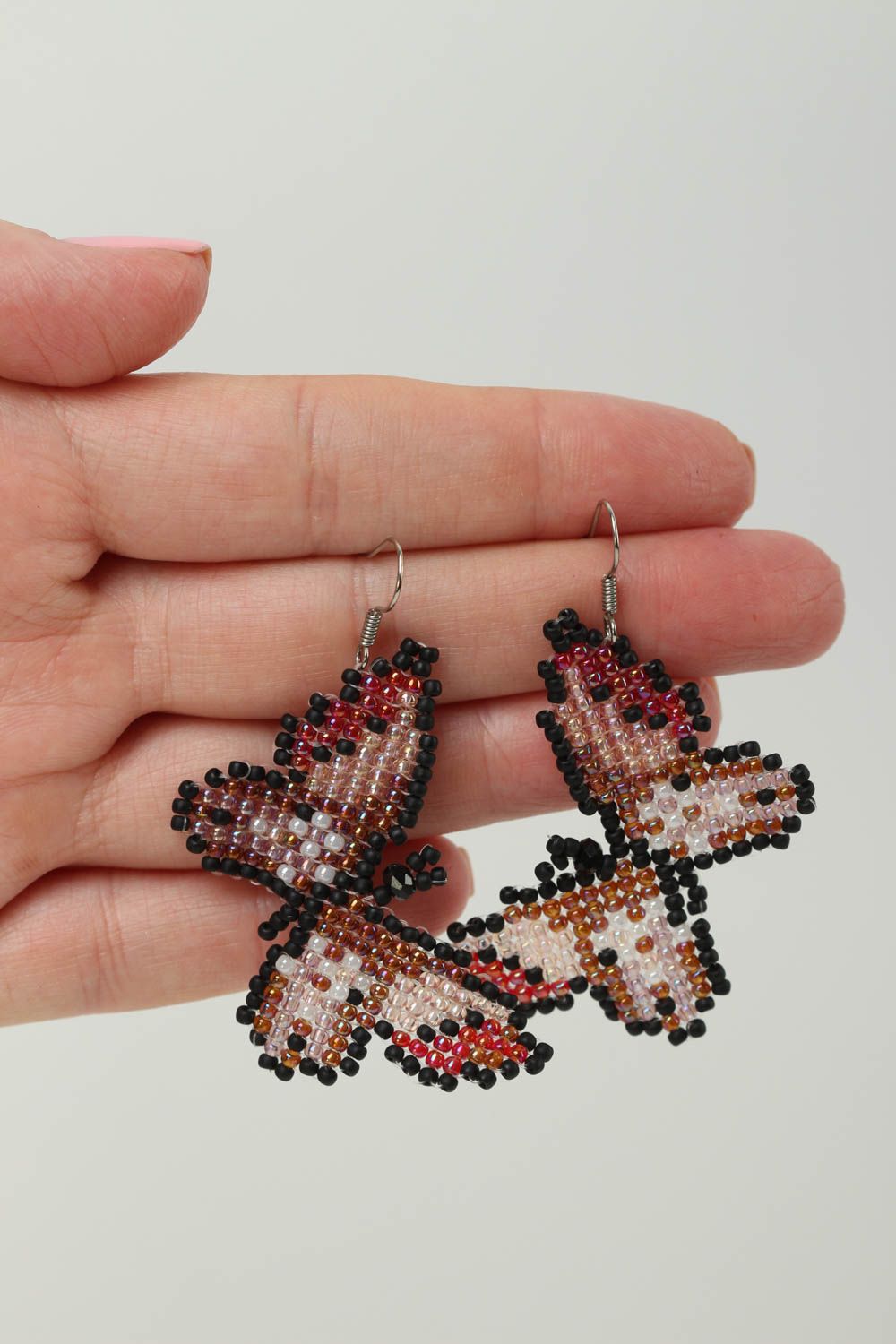 Handmade Glasperlen Ohrringe Schmetterlinge Designer Schmuck Accessoire für Frau foto 5