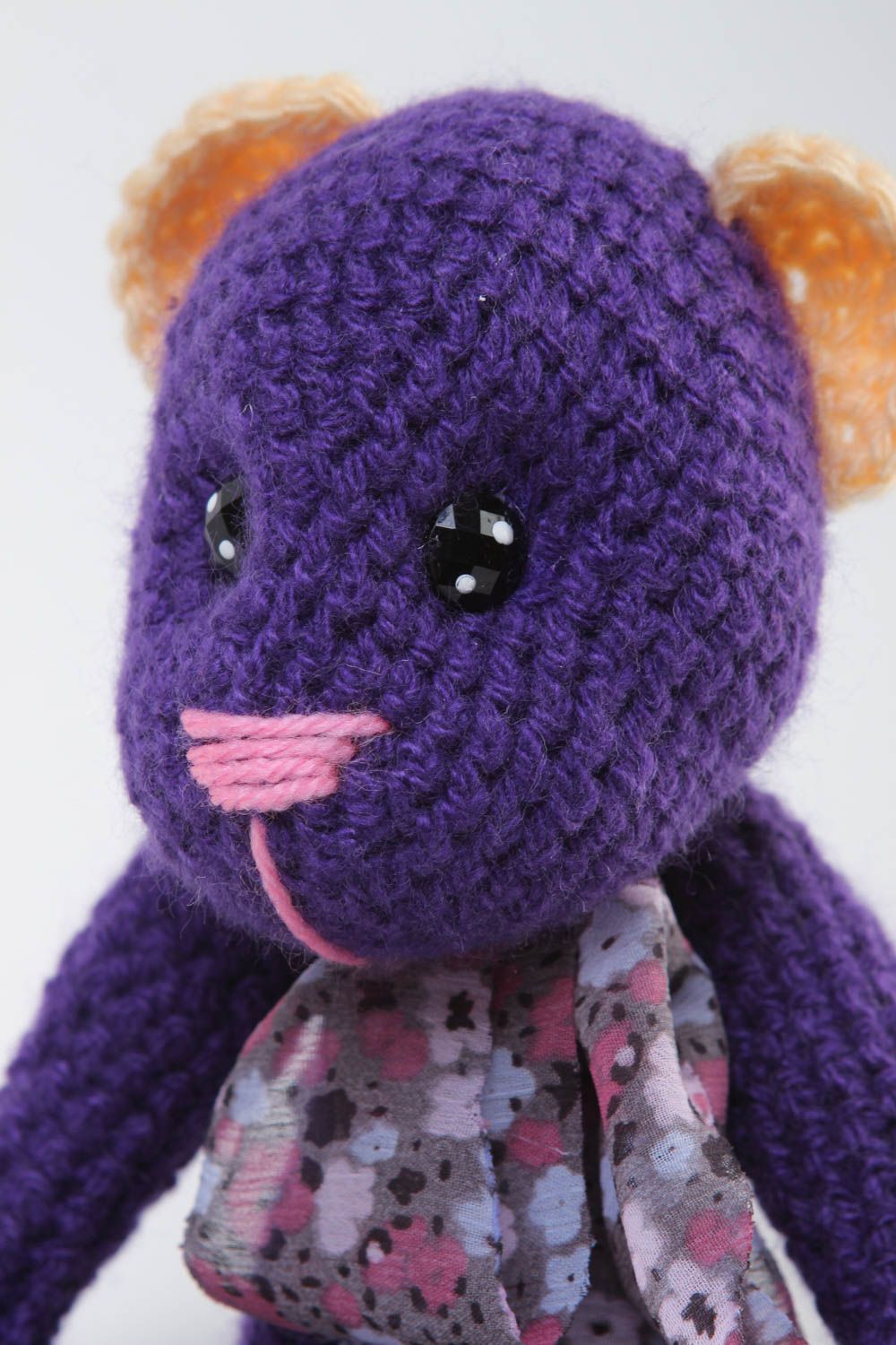 Jouet ours violet Peluche faite main tricotée au crochet Cadeau pour enfant photo 3