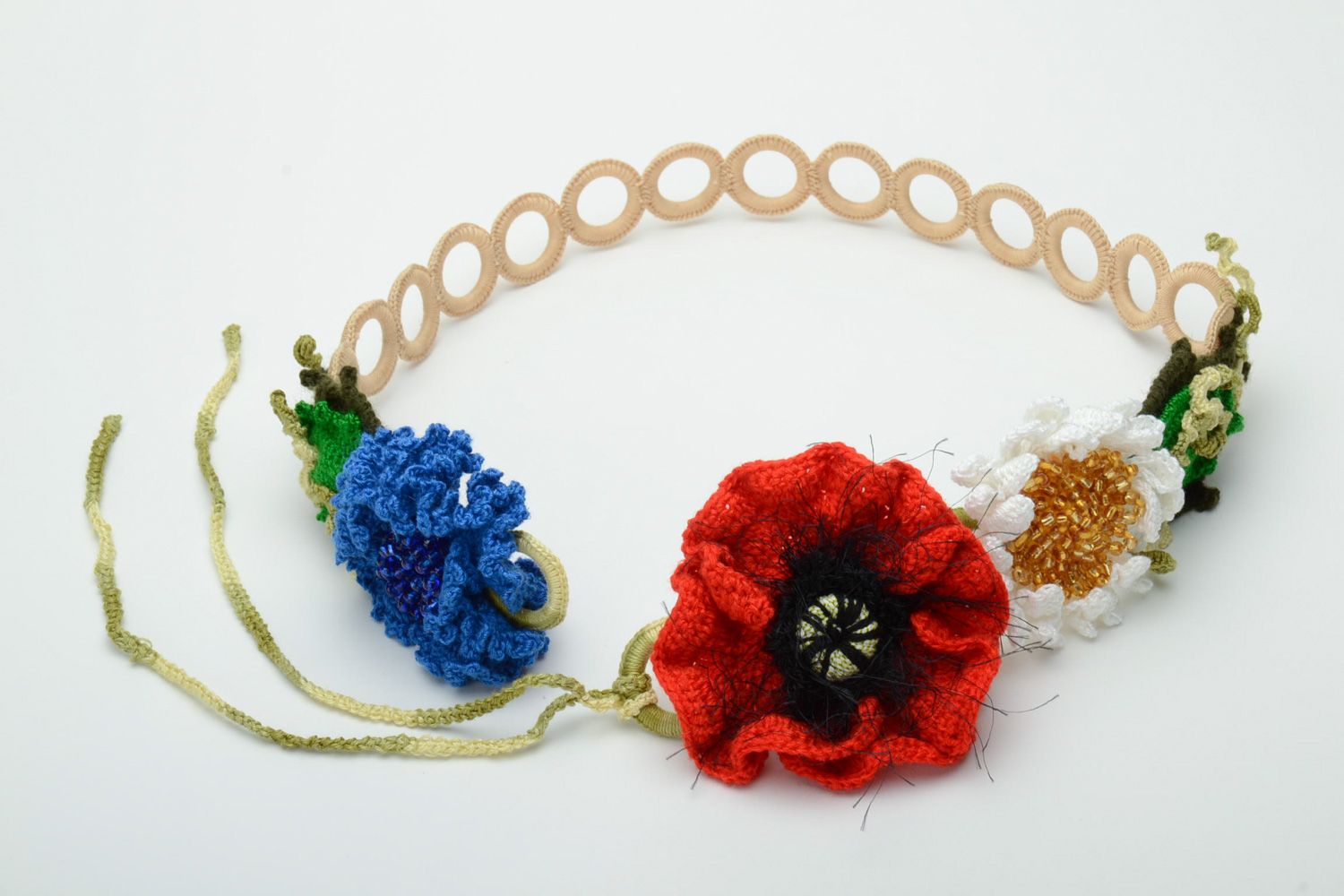 Handmade crochet flower belt for dress photo 3