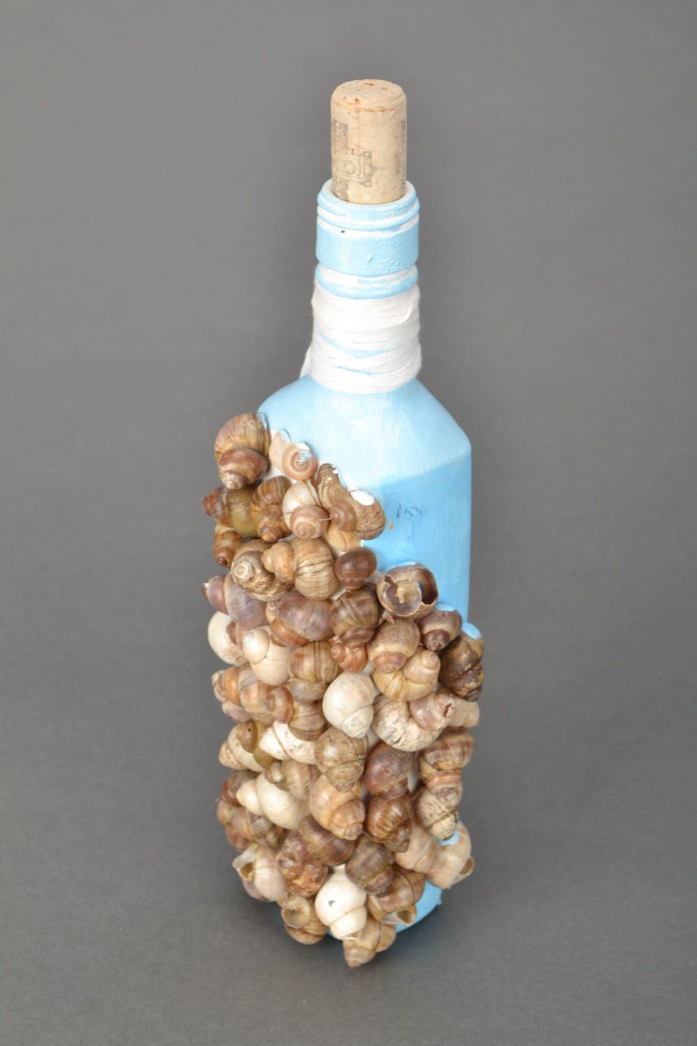 Botella de vidrio decorada de estilo marítimo foto 3