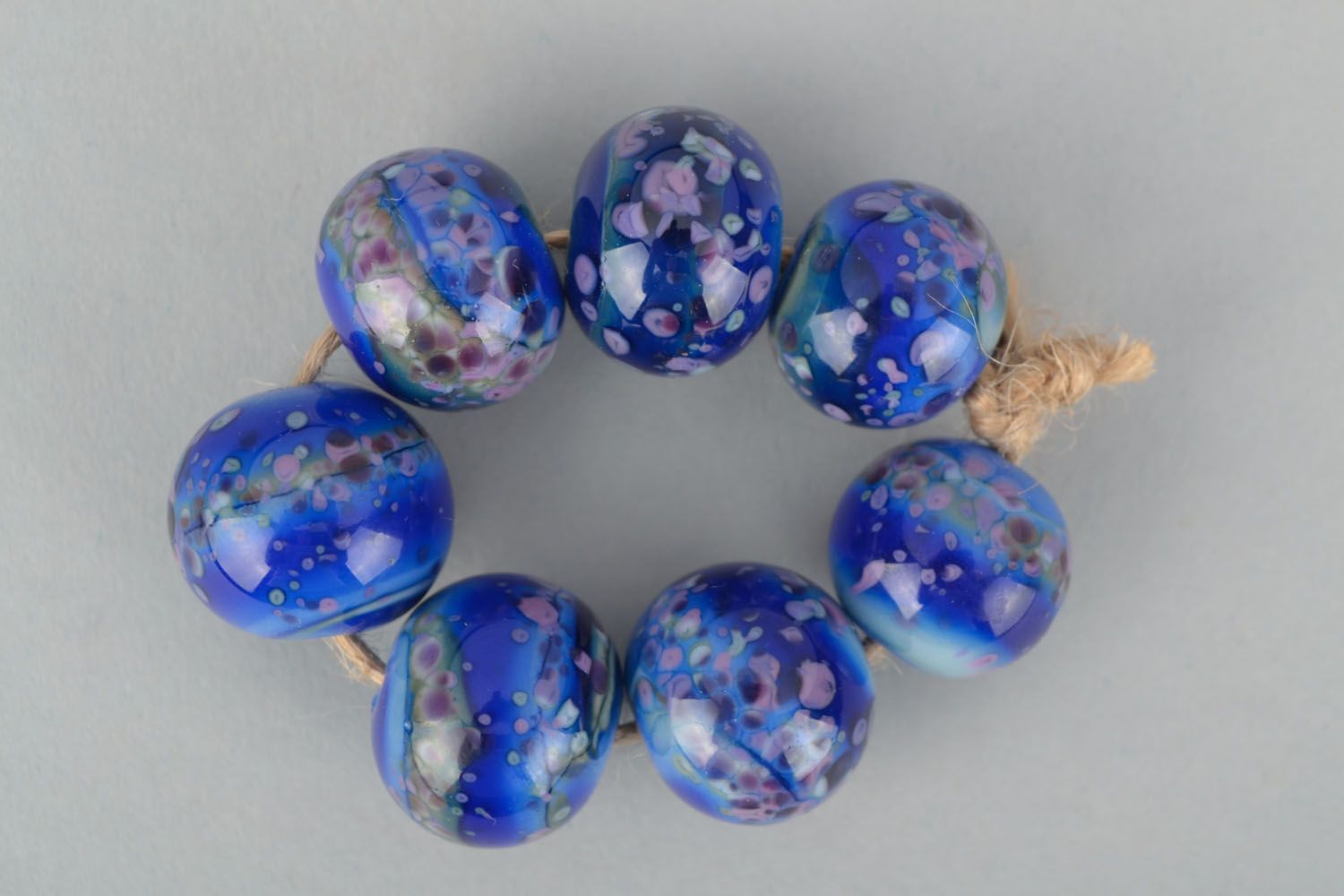 Set of handmade beads Blue Sea photo 1