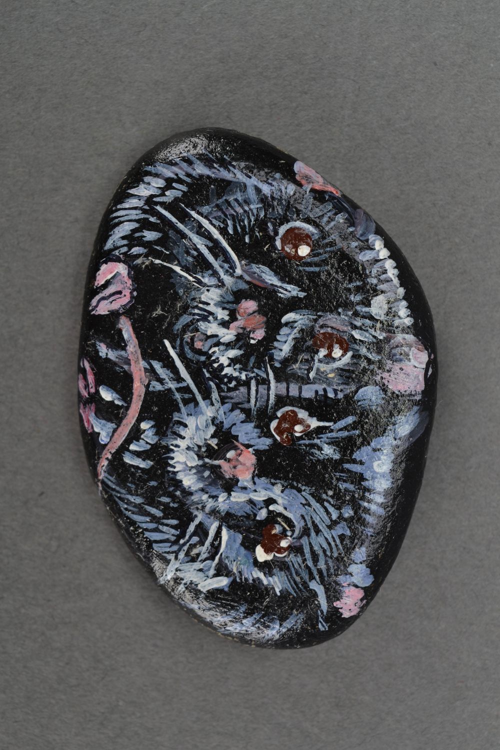 Caillou de mer peint animal Rats photo 1