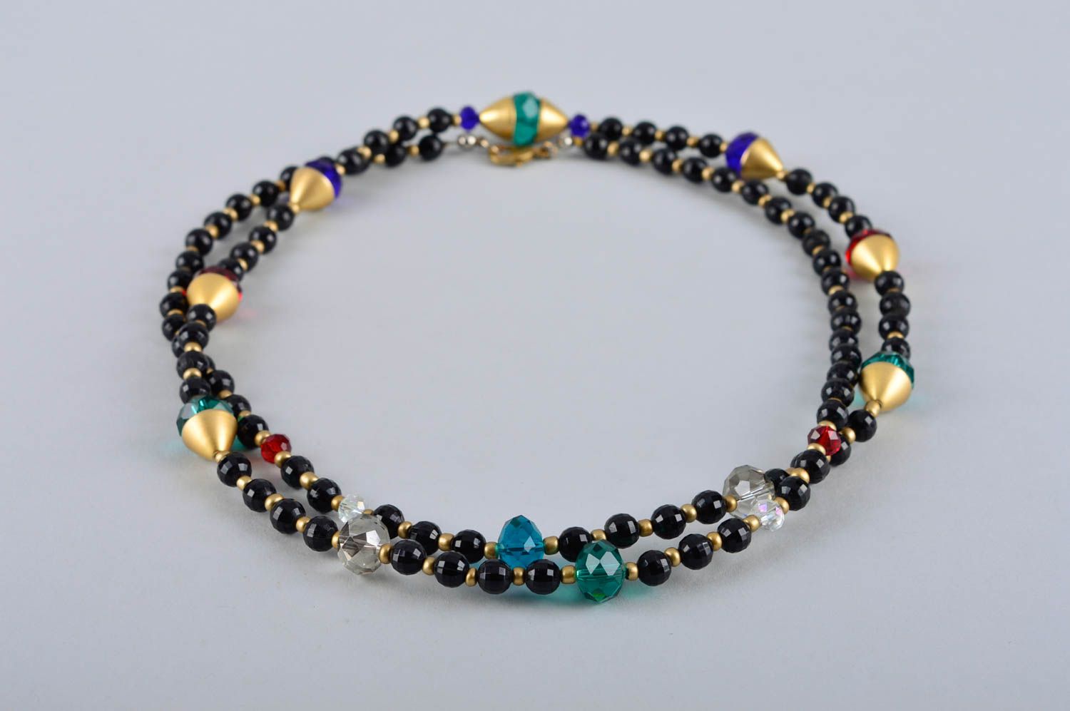 Parure collier bracelet Bijoux faits main noirs cristaux strass Cadeau femme photo 4