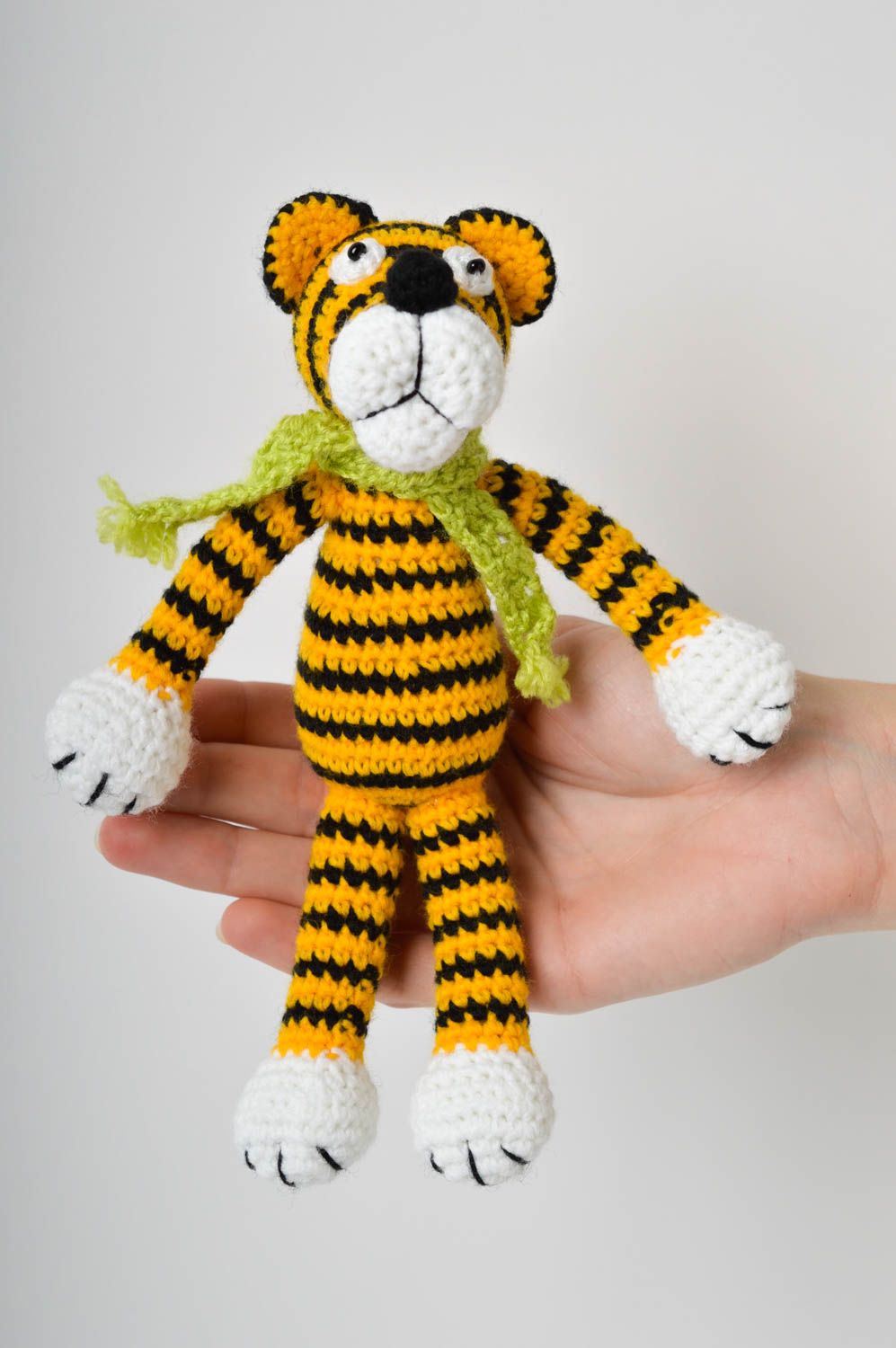 Мягкая игрушка тигр ручной работы игрушка животное смешная вязаная игрушка фото 4