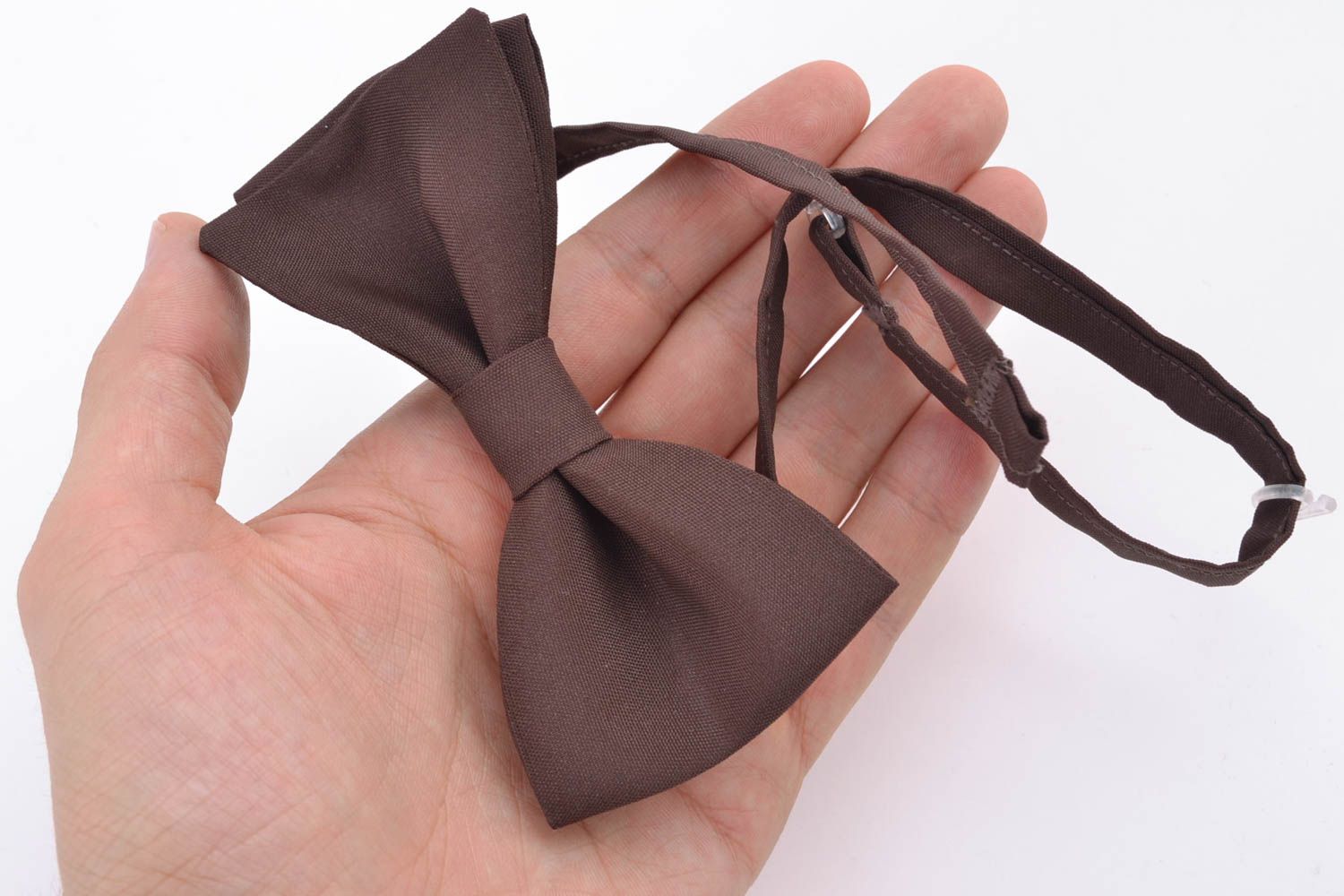 Noeud papillon en coton marron fait main taille réglable cadeau pour homme photo 2