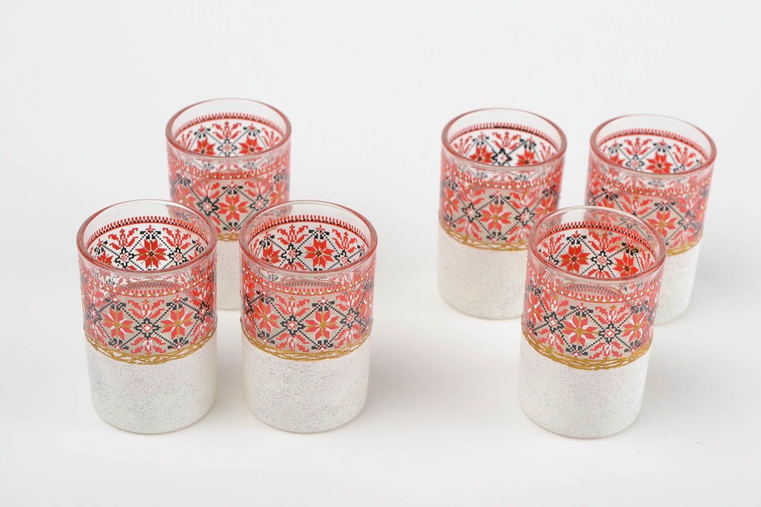 Stylish set of ware handmade shot glasses unusual painted glasses for alcohol photo 3