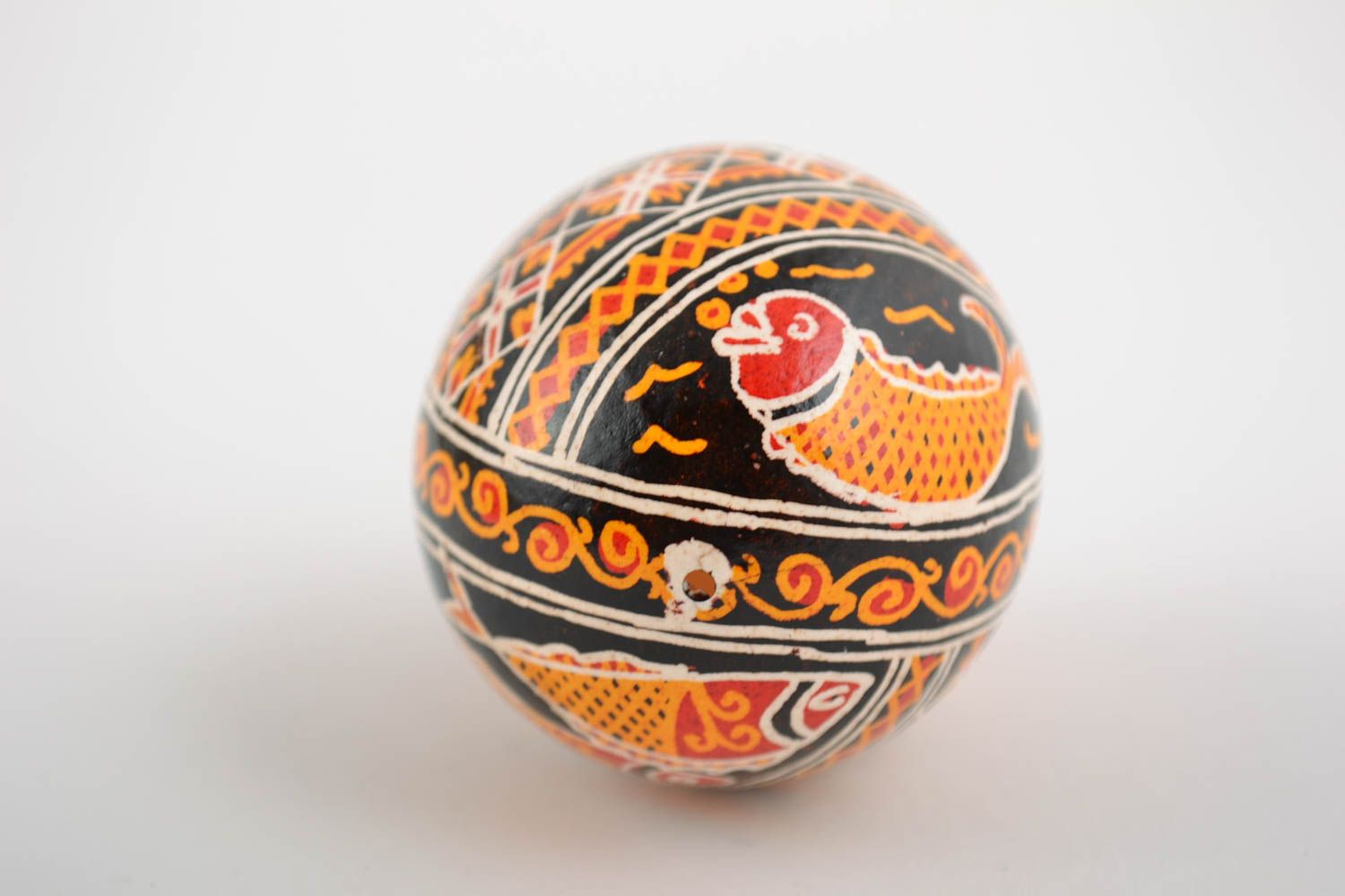Easter egg painted with acrylic dyes handmade chicken egg with fish pattern photo 5