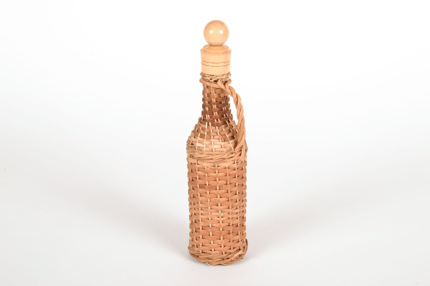 Decorative bottle woven with willow photo 4