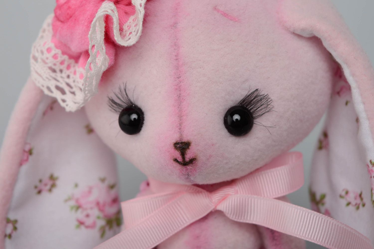 Pink fleece toy hare photo 2