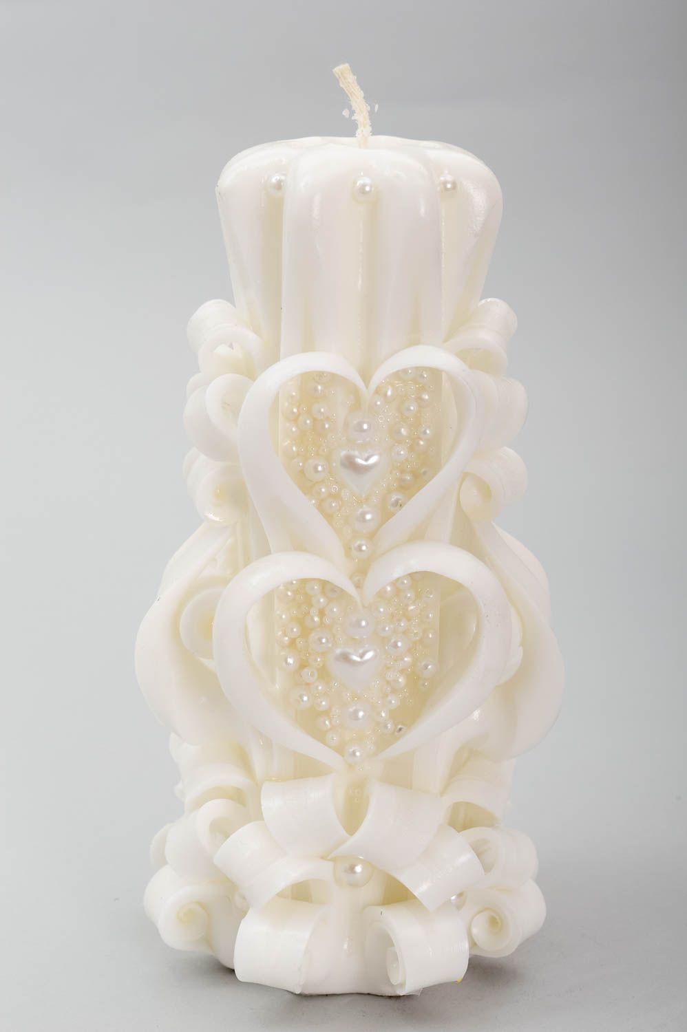 Резная свеча ручной работы свеча свадебная аксессуар для свадьбы жемчужный фото 2
