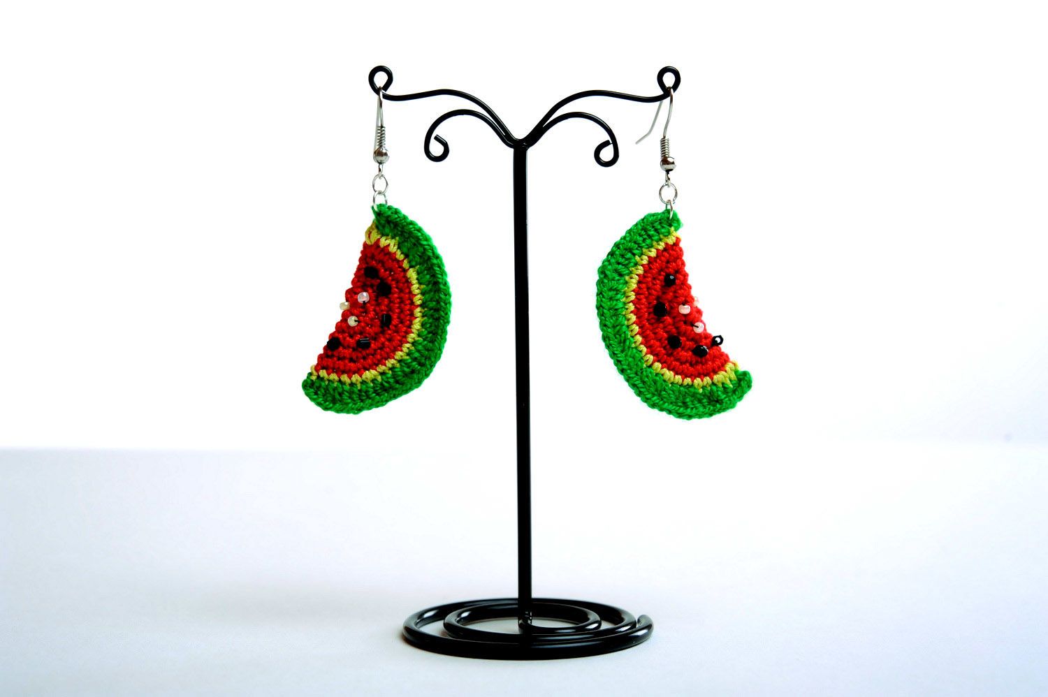 Handmade geflochtene Ohrringe „Wassermelonen foto 3