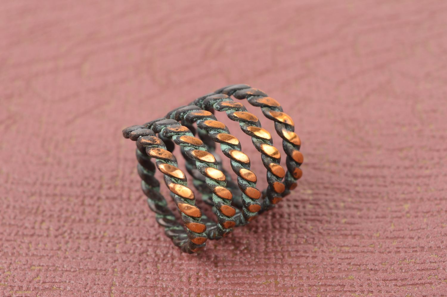 Anillo de cobre hecho a mano en espiral bisutería de moda regalo original  foto 1