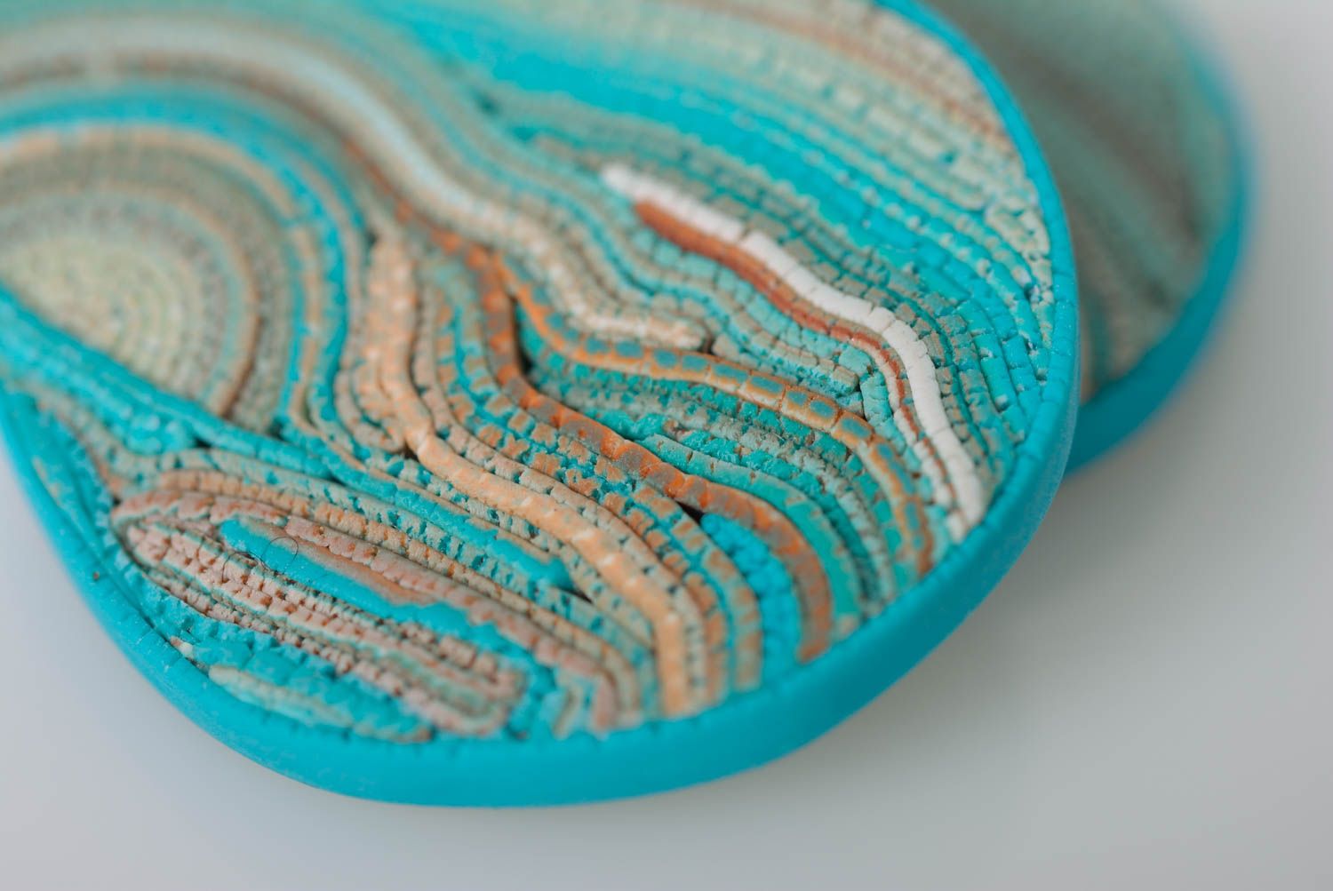 Handgemachte Tropfen Ohrringe aus Polymer Ton in Blau elegant stilvoll  foto 3