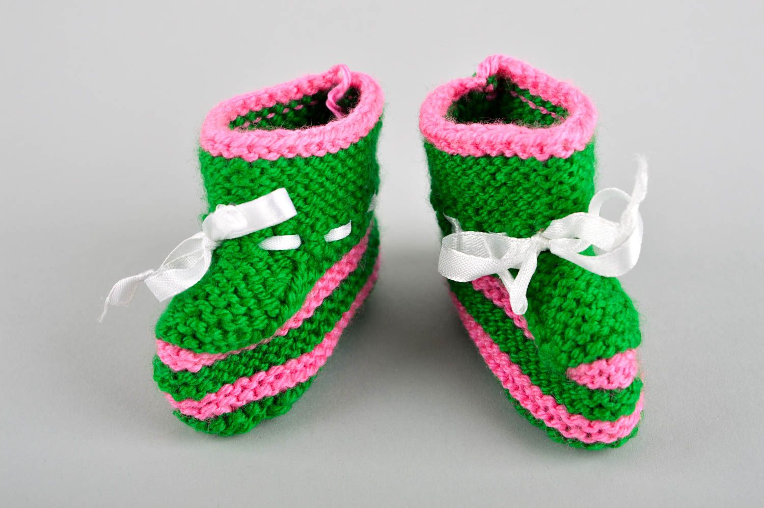 Пинетки для новорожденных хэнд мэйд вязаные пинетки зеленые детские пинетки фото 2