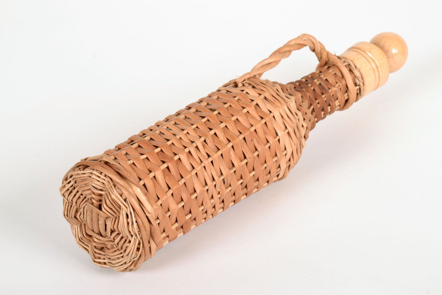 Decorative bottle woven with willow photo 3