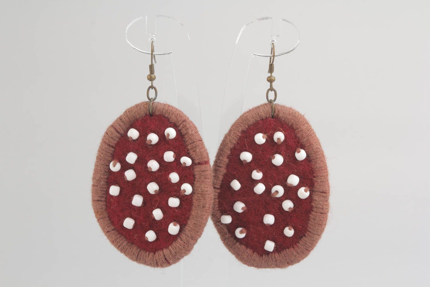 Woolen earrings Oval photo 5