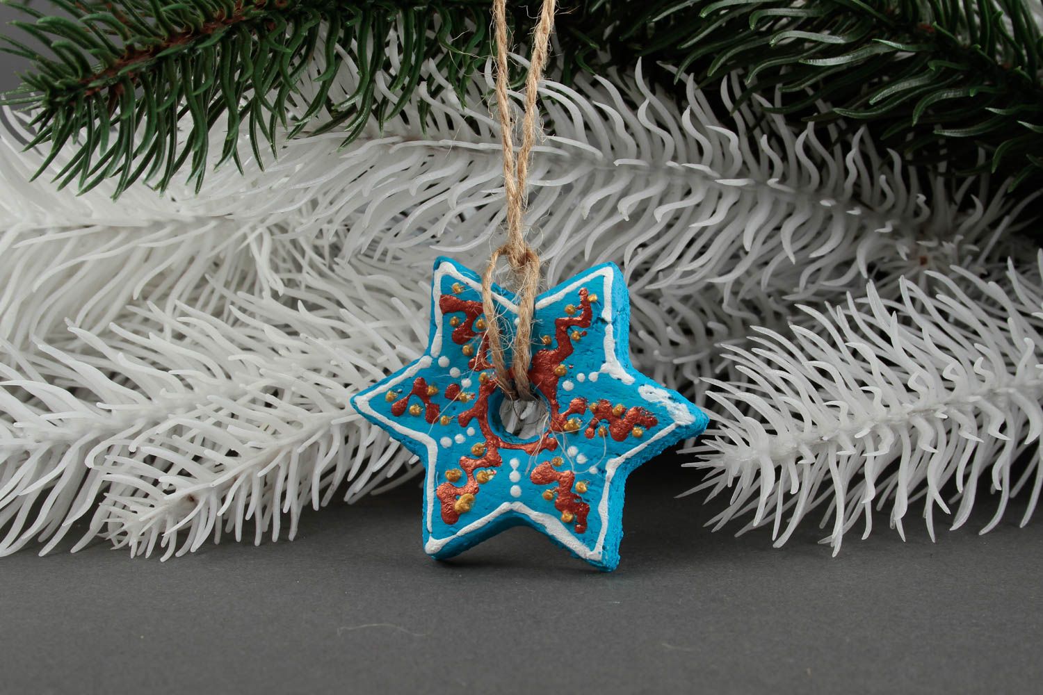 Figura decorativa hecha a mano azul decoración para Año Nuevo regalo artesanal  foto 1
