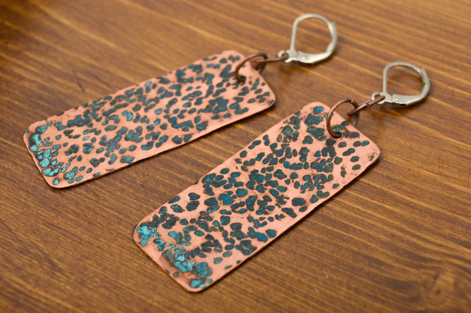 Handmade designer copper earrings dangling metal earrings stylish accessory photo 2
