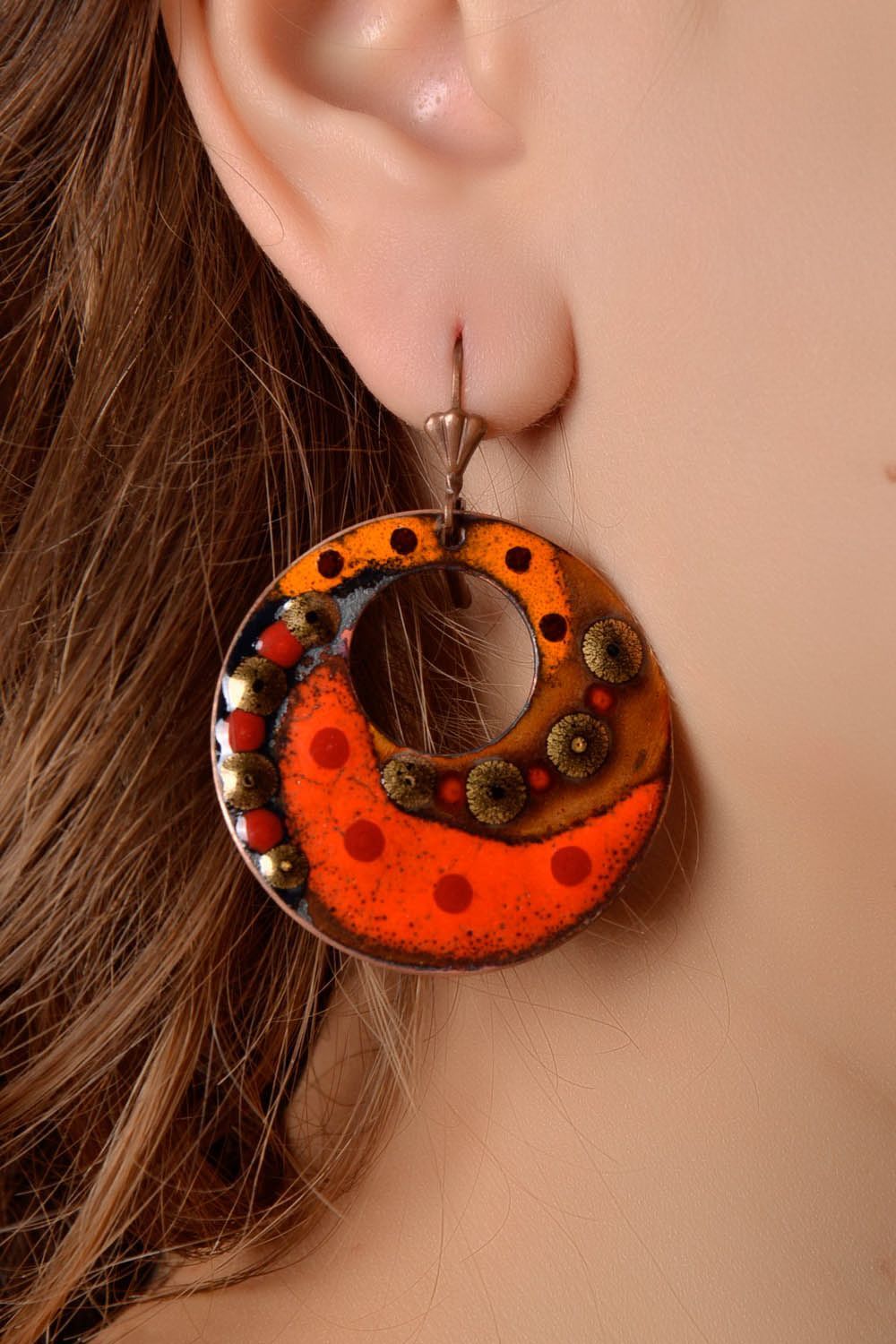 Orange Ohrringe aus Kupfer foto 4