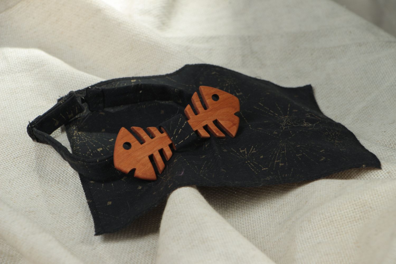 Деревянный галстук-бабочка с нагрудным платком хлопчатобумажным фото 5
