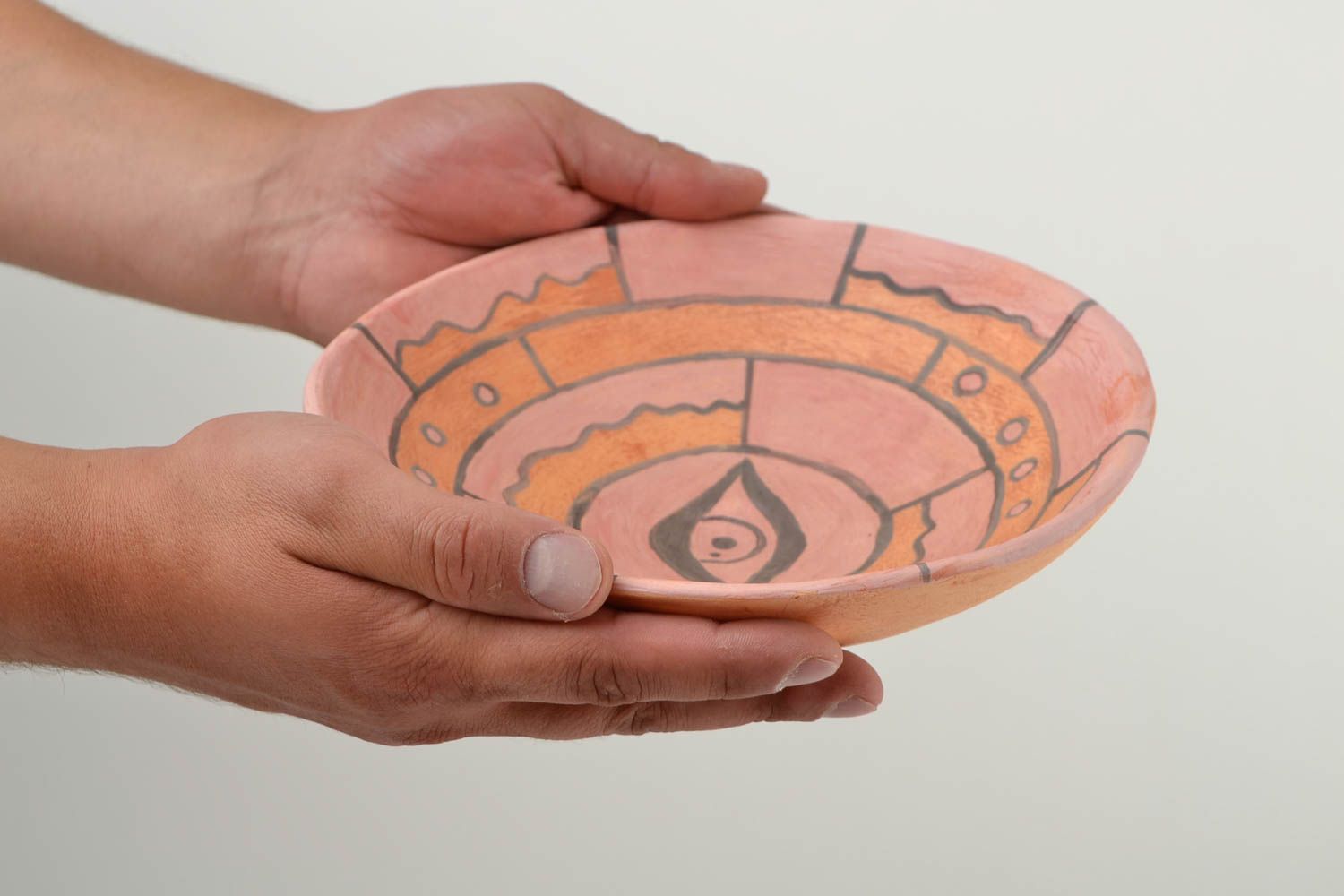 Керамическая тарелка ручной работы глиняная посуда расписная тарелка Глаз фото 2