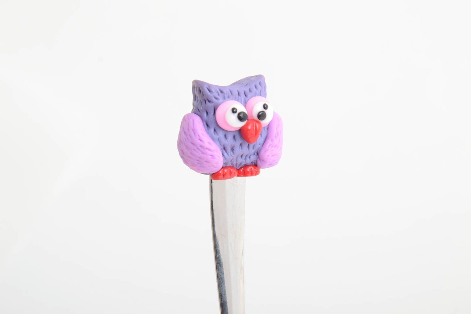 Owl teaspoon with handmade handle made of polymer clay unusual designer gift  photo 4