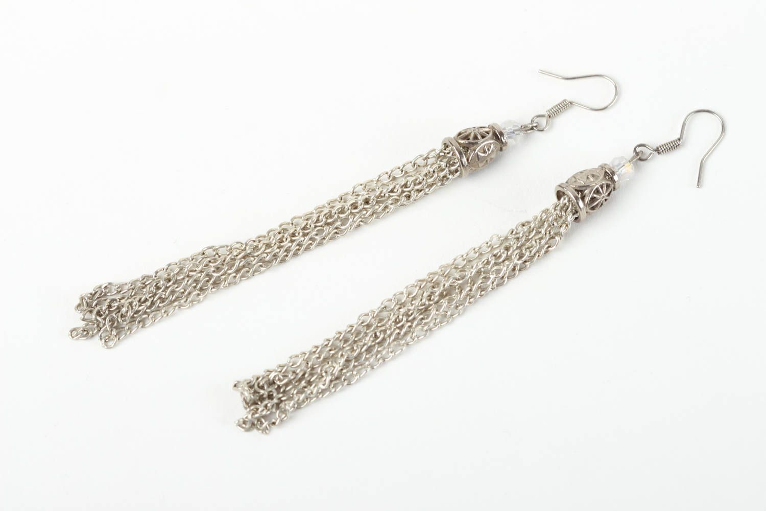 Handmade metal earrings long earrings with charms crystal earrings gift for girl photo 2