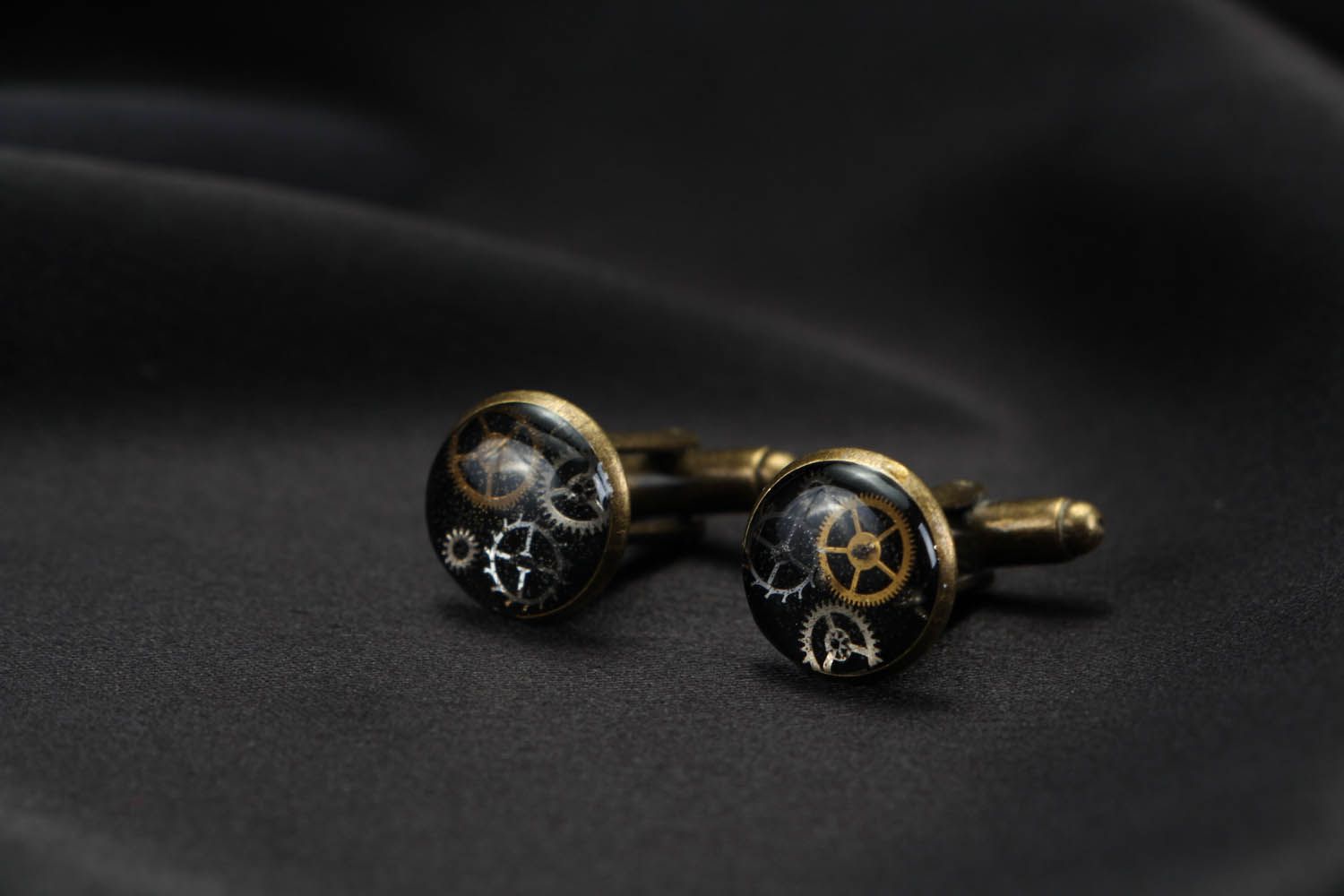 Cuff links with watch details in steam punk style photo 2
