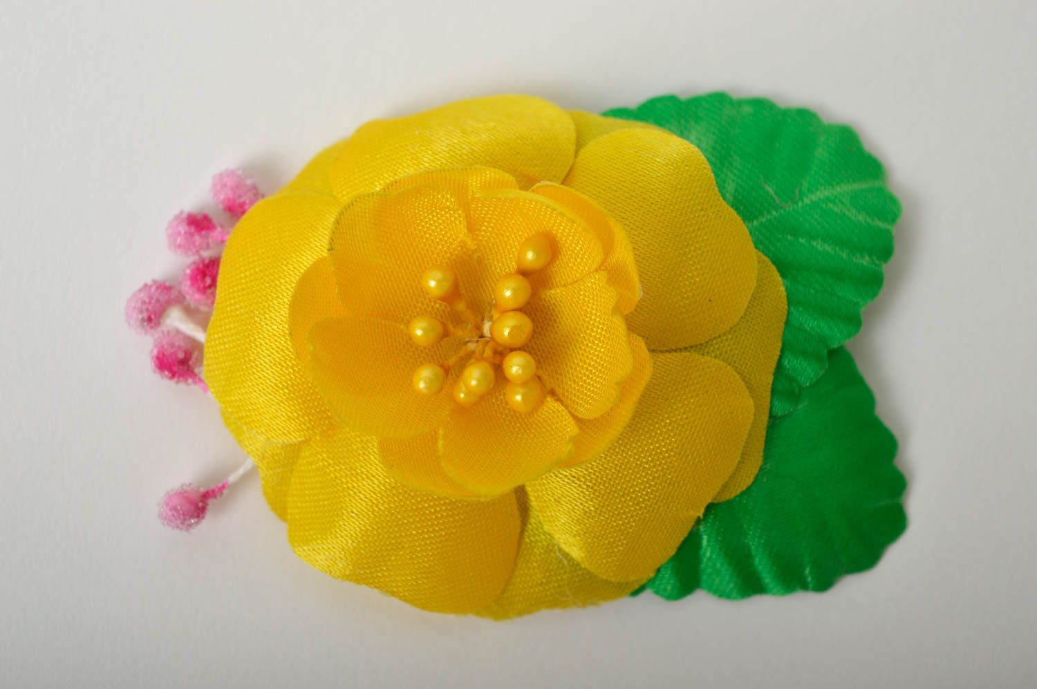 Handmade Frisur Haarspange Haarschmuck Blume Haar Accessoire elegant gelb  foto 3