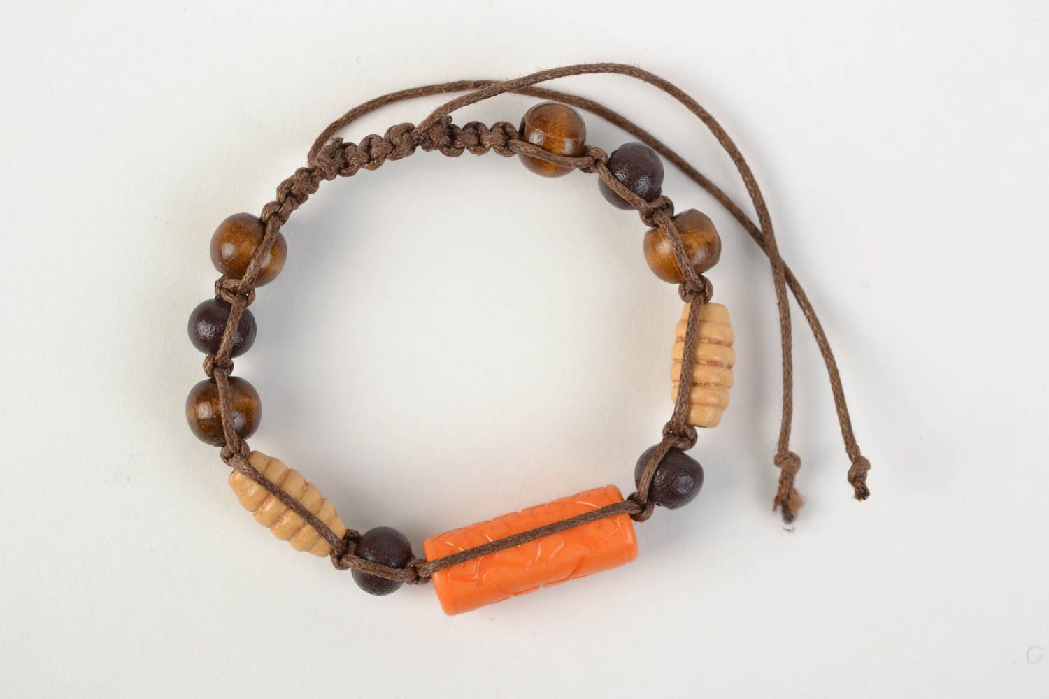 Dünnes Armband aus Baumwolle mit Holzperlen geflochten handmade Frauen Schmuck foto 6