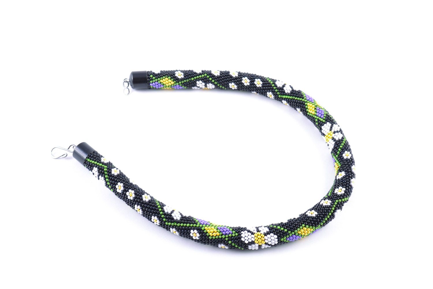 Collar de abalorios checos de diseño original multicolor hecho a mano femenino foto 2