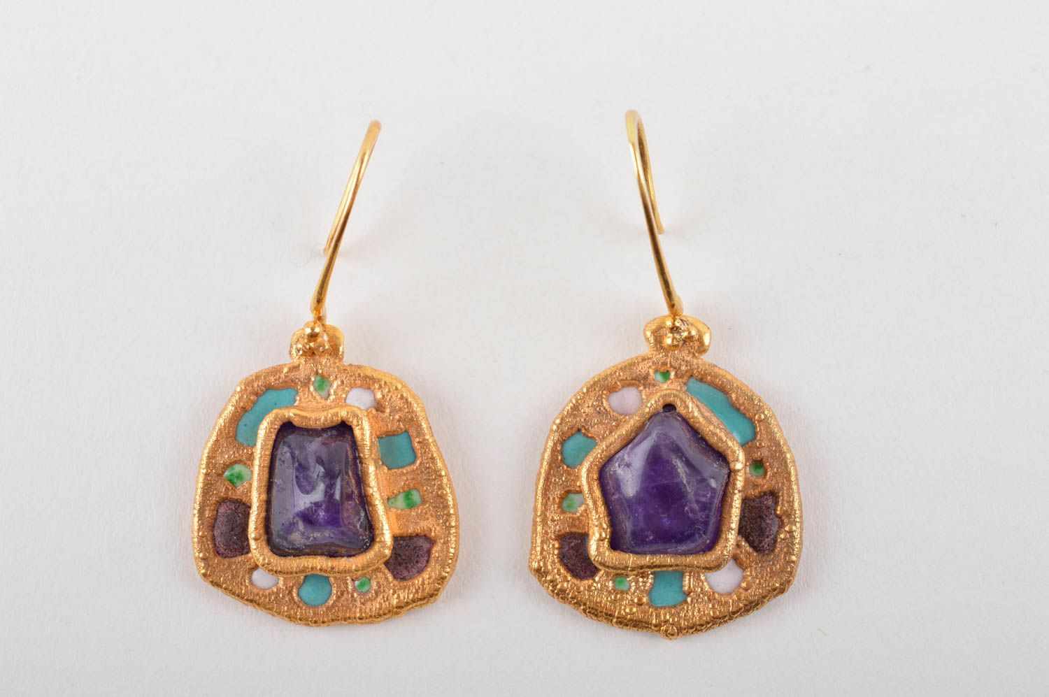 Beautiful handmade gemstone earrings copper earrings metal jewelry designs photo 3
