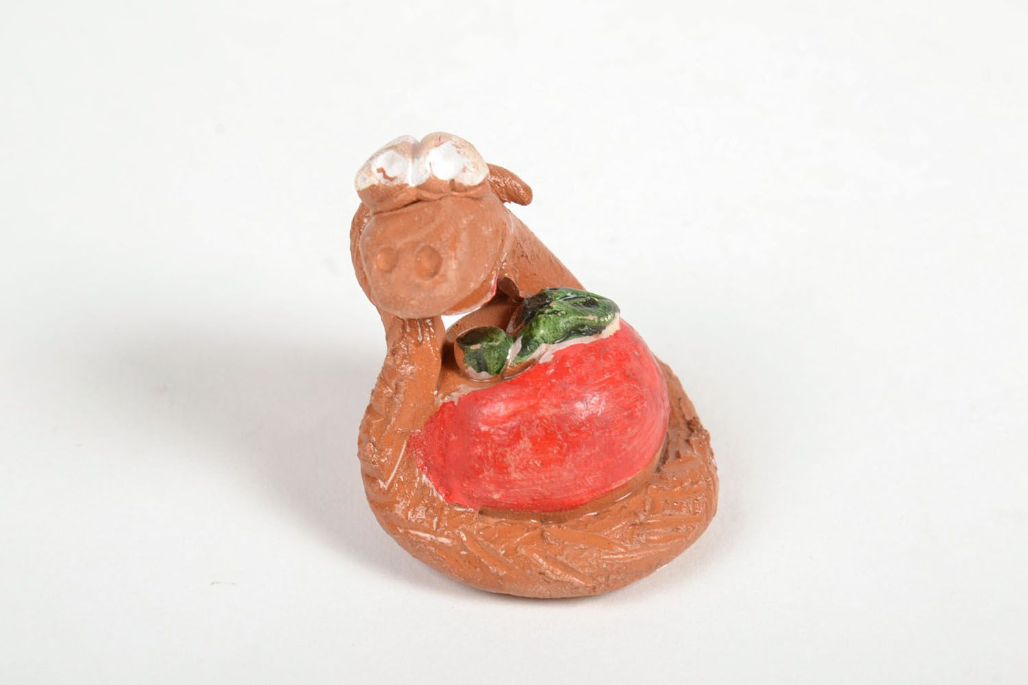 Handmade Keramik Figur Schlange mit Apfel Haus Deko Miniatur Figur originell foto 4
