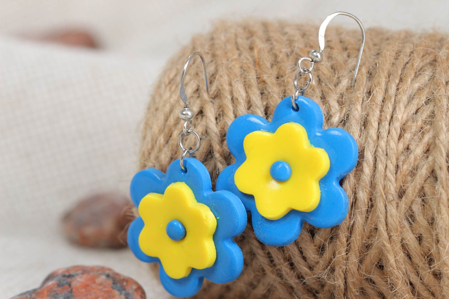 Handcrafted plastic flower earrings beautiful jewellery unusual gifts for her photo 1