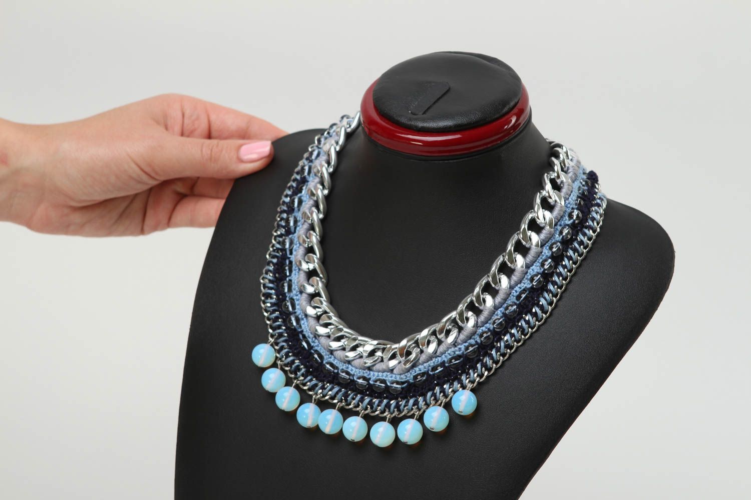 Handmade chain necklace modern necklace handmade accessories stylish jewelry photo 5