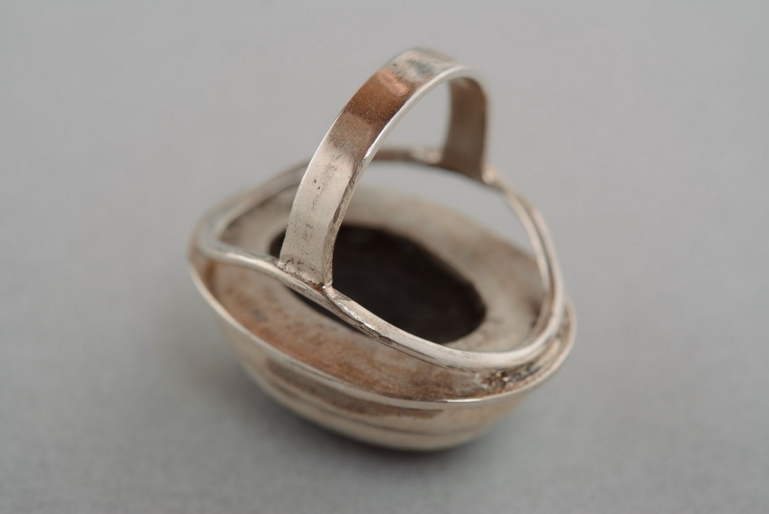 Silver ring with a natural horn photo 5