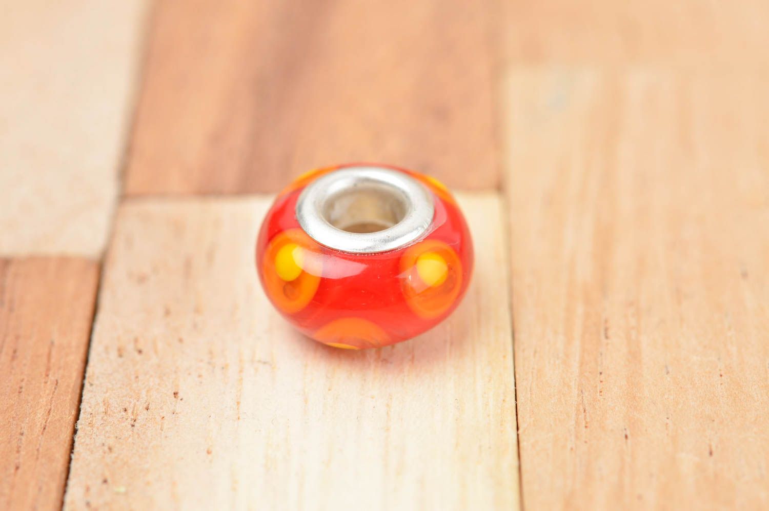 Сuenta de vidrio artesanal complemento para pulseras regalo original naranja foto 2